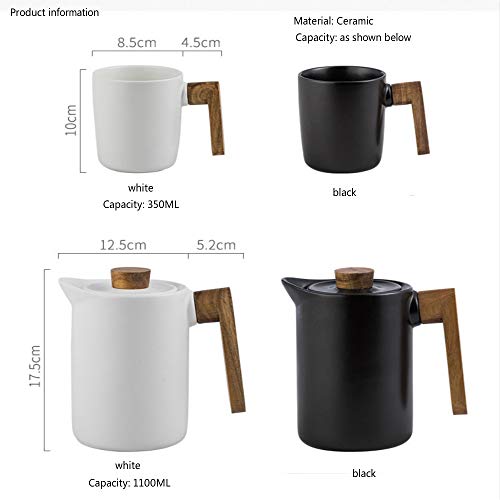 MSNLY Nordic Wooden Handle Creative Home Large-Capacity Water Utensils Ceramic Cold Kettle Water Cup Set Coffee Pot Set