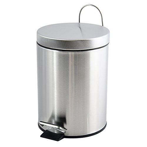 MSV 3 L Cubo DE Basura con Pedal INOX 3L, Acero Inoxidable, Gris Satinado, 16 cm