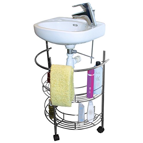 MSV ESTANTERIA BAJO Lavabo con 1 Barra TOALLERA DE Metal Cromado, Acero Inoxidable, Plateado, 66.5x34x54.5 cm