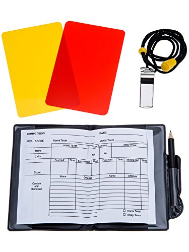 Mudder Kit de Tarjetas de Árbitro de Deportes Tarjeta Roja Tarjeta Amarilla con Tarjetero y Silbato de Árbitro de Meta Silbato de Entrenador para Fútbol