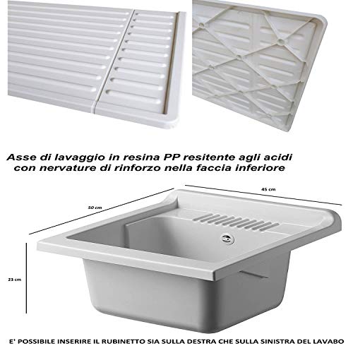 Mueble de 45 x 50 cm, kit de lavabo de resina y PVC, color blanco