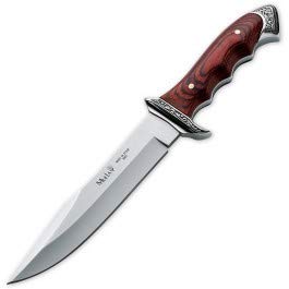 MUELA- 21833. Cuchillo de Monte Muela Modelo Venecia. Mango de Madera Coral. Funda Cuero Herramienta para Caza, Pesca, Camping, Outdoor, Supervivencia y Bushcraft