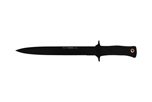 Muela Cuchillo SCORPION-26G hoja de acero MoVa de 26 cm teflonada y empuñadura de goma para Caza, Pesca, Supervivencia y Bushcraft Realizado en Ciudad Real + Portabotellas de regalo