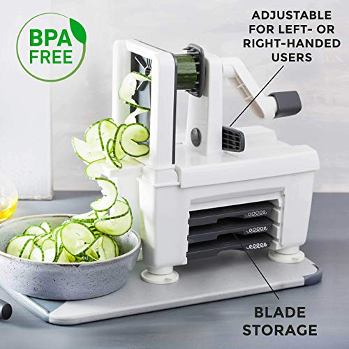 Müeller Spiral-Pro Profesional 4-Blade Spiralizer, Nuevo diseño Superior, Mejor Spiralizer, sólo 4 Hojas para Hacer Redondo Verduras Pasta, no Plano en Juliana Pasta