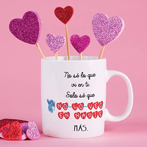 MUGFFINS Taza para Regalar a Enamorados/San Valentín – No sé lo Que Vi en ti, Solo sé Que no lo Veo en Nadie más – cerámica 350 ml - Tazas con Frases de Regalo para Novios/Novias. Aniversarios