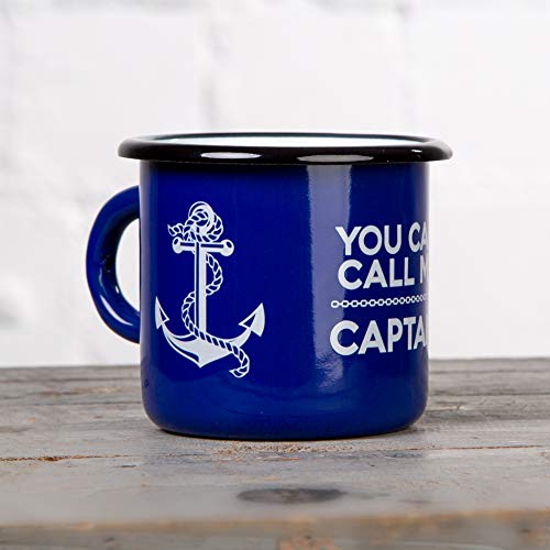 MUGSY.de YOU CAN CALL ME CAPTAIN - Taza esmaltada con diseño de ancla marítima para los amantes de los capitanes, los navegantes y los barcos