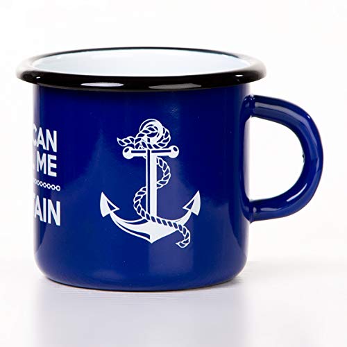 MUGSY.de YOU CAN CALL ME CAPTAIN - Taza esmaltada con diseño de ancla marítima para los amantes de los capitanes, los navegantes y los barcos