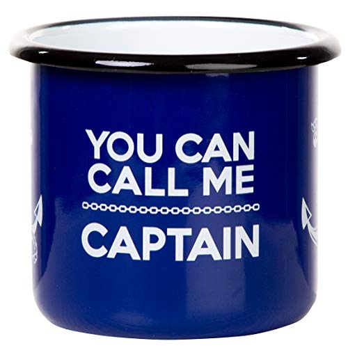 MUGSY.de YOU CAN CALL ME CAPTAIN - Taza esmaltada con diseño de ancla marítima para los amantes de los capitanes, los navegantes y los barcos