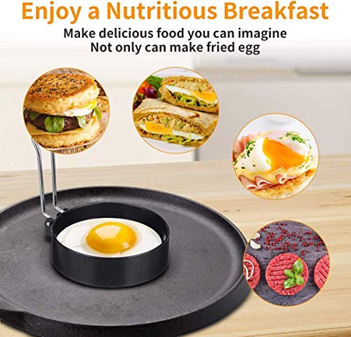 Muitar - Anillos de huevo antiadherentes para freír crumpet con un cepillo de silicona para huevos fritos, panqueques, tortitas, tortitas, tortitas, crumpetas, juego de 4