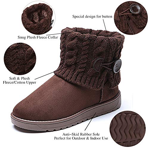 Mujer Botas De Nieve De Punto Unidas para Mujer Marrón Oscuro 37 (Talla de Suela es Asiática 38)