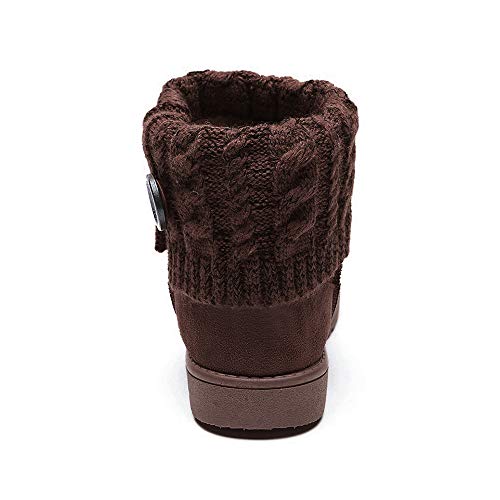 Mujer Botas De Nieve De Punto Unidas para Mujer Marrón Oscuro 37 (Talla de Suela es Asiática 38)