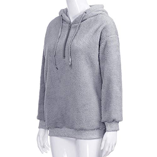 Mujer Caliente y Esponjoso Tops Chaqueta Suéter Abrigo Jersey Mujer Otoño-Invierno Talla Grande Hoodie Sudadera con Capucha riou