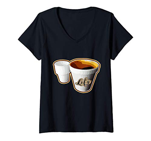 Mujer Cuban Coffee Colada Camiseta Cuello V