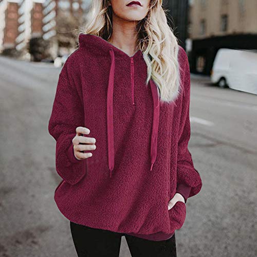 Mujer Sudadera Caliente y Esponjoso Tops Chaqueta Suéter Abrigo Jersey Mujer Otoño-Invierno Talla Grande Hoodie Sudadera con Capucha riou