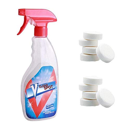 Multi Functional efervescent Spray Cleaner Set, Limpiador de espray efervescente para todo hogar de limpieza con 1 botella de spray Concentrado Home Cleaning Tool (10 piezas con botella) (02)