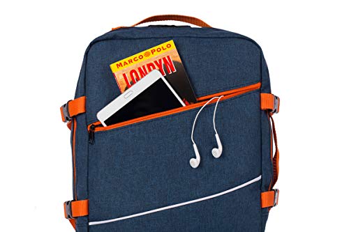 Multifunción Mochila de Equipaje de Mano Maleta de Viaje de Cabina Equipaje de Mano Aprobada para Transporte Aéreo Maleta para Todos los Vuelos Tamaño 40x30x20cm Azul Marino - Naranja [102]