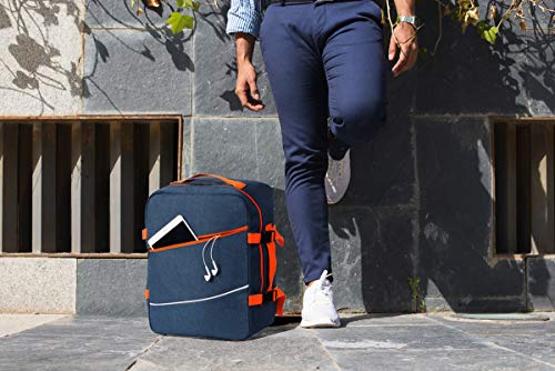 Multifunción Mochila de Equipaje de Mano Maleta de Viaje de Cabina Equipaje de Mano Aprobada para Transporte Aéreo Maleta para Todos los Vuelos Tamaño 40x30x20cm Azul Marino - Naranja [102]