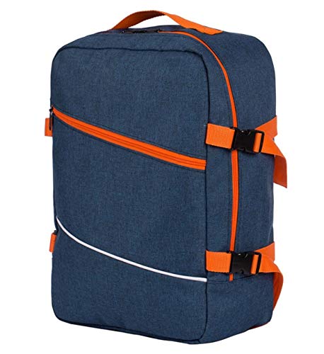 Multifunción Mochila de Equipaje de Mano Maleta de Viaje de Cabina Equipaje de Mano Aprobada para Transporte Aéreo Maleta para Todos los Vuelos Tamaño 40x30x20cm Azul Marino - Naranja [102]