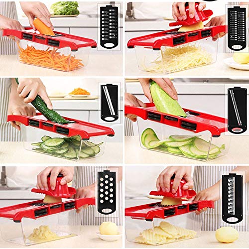 Multiusos Cortador de Verduras 7 en 1 Mandolina de Cocina, Slicer de Cocina Ralladores y Cortadores Manuales, Inoxidable Utensilios de Cocina Profesional para Cortar Frutas/Verduras