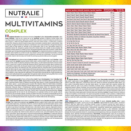 Multivitaminas y Minerales 29 Nutrientes Esenciales | Complejo Multivitaminico Vegano con Vitaminas A, B, C, D, E, K, Biotina, L-cisteína, Coenzima Q10 y 9 Minerales | 60 Cápsulas Veganas Nutralie