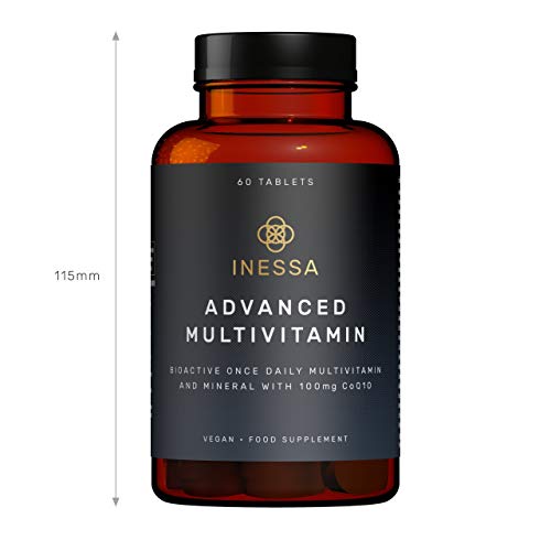 Multivitamínico de Inessa Wellness | Complejo Vitamínico contro el Cansancio con Coenzima q10 Antioxidante, Vitaminas A, B, C, D, E, K y Minerales | Complemento Vegano sin Gluten o Colorantes