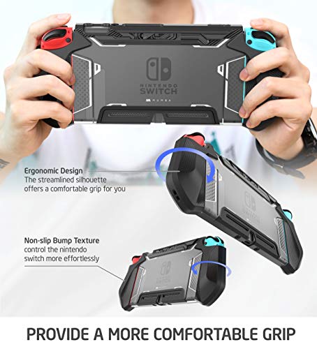 Mumba Funda acoplable para Nintendo Switch, Case Funda Protectora TPU Grip Funda de Agarre Compatible con la Consola de Nintendo Switch y Controlador Joy-con (Negro)