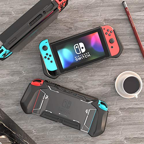 Mumba Funda acoplable para Nintendo Switch, Case Funda Protectora TPU Grip Funda de Agarre Compatible con la Consola de Nintendo Switch y Controlador Joy-con (Negro)