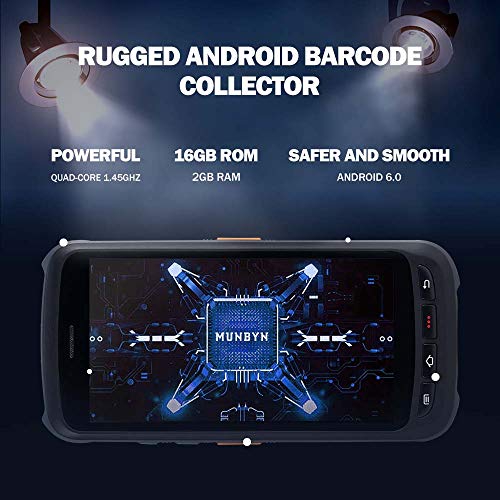 MUNBYN PDA Android 6.0 Industrial Lector Código de Barras de 2D Lente Zebra 5.2 Pulgadas con NFC/ 3G/ 4G/ GPS/Bluetooth Ordenador en Mano para Almacén, Restaurante, Mercado