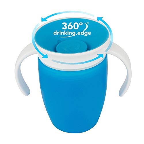 Munchkin Miracle 360°- Vaso antiderrames entrenamiento con asas, azul, 207 ml