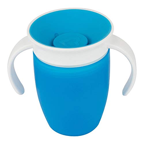 Munchkin Miracle 360°- Vaso antiderrames entrenamiento con asas, azul, 207 ml