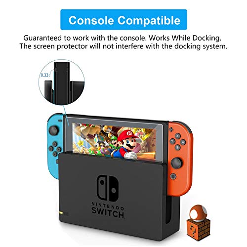 MUNDDY Protector de Pantalla de Cristal Templado para Nintendo Switch Espesor 0,30 mm,2.5D Round Edge,[9H Dureza] [Alta Transparencia] [Envio urgente 48H] (10 Protectores)