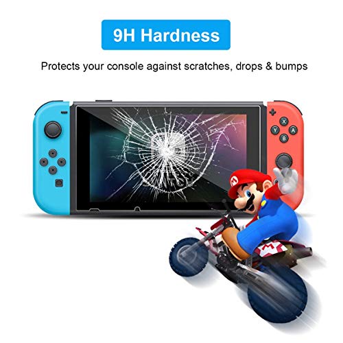 MUNDDY Protector de Pantalla de Cristal Templado para Nintendo Switch Espesor 0,30 mm,2.5D Round Edge,[9H Dureza] [Alta Transparencia] [Envio urgente 48H] (10 Protectores)