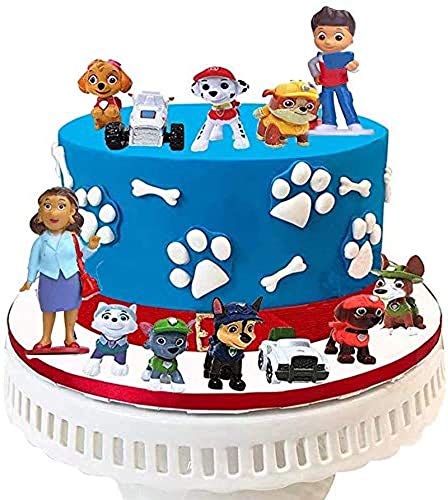 Muñecos patrulla canina,Caricatura Cake Topper/Mini Juego de Figuras, Topper de Tarta Decoración para Pasteles, Fiesta de Cumpleaños DIY Decoración Suministros（12PCS）