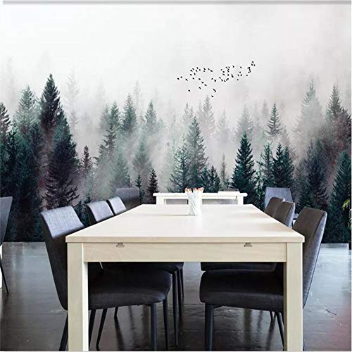 Mural, 3D, Mist Cloud Forest Nordic Bird Sofá Fondo De Pantalla Tapiz Para El Hogar, 250Cm (W) X 175Cm (H)