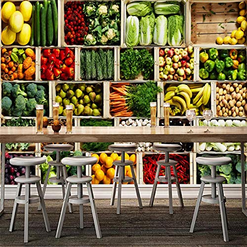 Mural De Pared 3D Personalizado De Frutas Y Verduras Papel Pintado De Foto De Tienda De Frutas Fondo De Supermercado Decoración De Pared Moderna  @150 * 105Cm