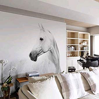 Mural Papel Pintado  Lienzo8D Papel Mural Decoración De La Pared Del Caballo Blanco Mural De La Pared 3D Animal Papel Pintado Mural De La Foto Murales Fotográficos Para El Fondo Del Sofá Del Dormitor