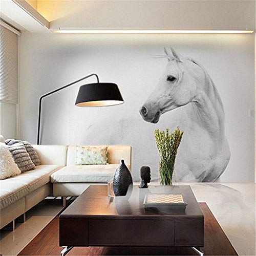 Mural Papel Pintado  Lienzo8D Papel Mural Decoración De La Pared Del Caballo Blanco Mural De La Pared 3D Animal Papel Pintado Mural De La Foto Murales Fotográficos Para El Fondo Del Sofá Del Dormitor