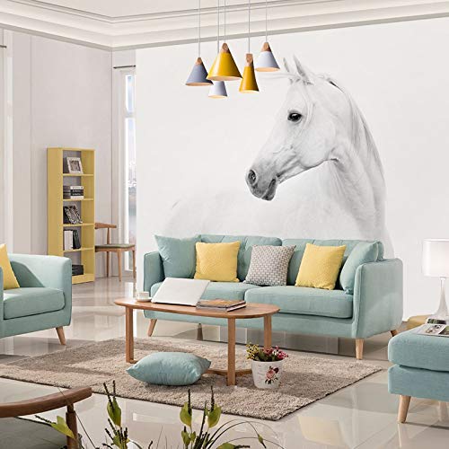 Mural Papel Pintado  Lienzo8D Papel Mural Decoración De La Pared Del Caballo Blanco Mural De La Pared 3D Animal Papel Pintado Mural De La Foto Murales Fotográficos Para El Fondo Del Sofá Del Dormitor