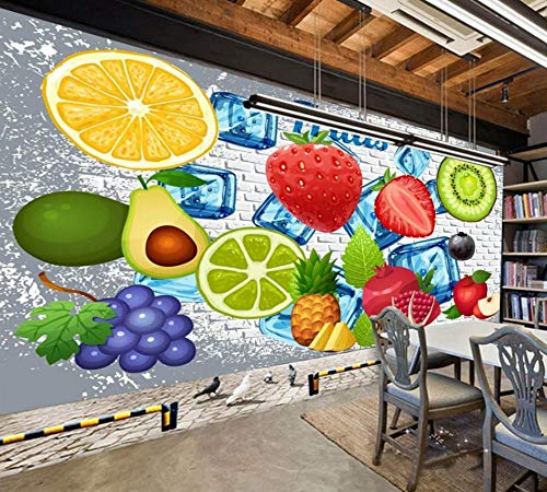 Mural Vinilos decorativos Papeles pintados de cocina con una variedad de coloridas frutas frescas Decoración del mobiliario del hogar Sala de estar del dormitorio Mural