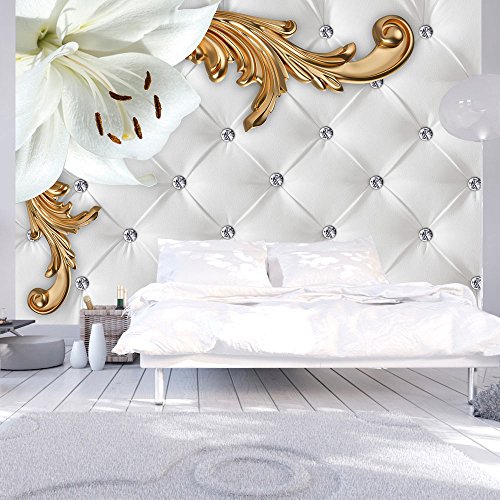 murando Fotomurales 50x35 cm XXL Papel pintado tejido no tejido Decoración de Pared decorativos Murales moderna de Diseno Fotográfico - Flores Azucena Ornamento blanco f-C-0112-a-a