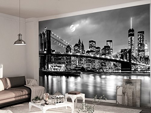 murando Fotomurales autoadhesivo New York 294x210 cm Papel Pintado Decoración de Pared Murales Pegatina decorativos adhesivos 3d moderna de Diseno Fotográfico Ciudad Luna Noche d-B-0205-a-a