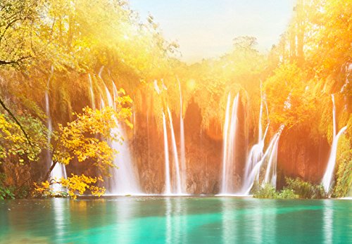 murando Fotomurales Paisaje Cueva 300x210 cm XXL Papel pintado tejido no tejido Decoración de Pared decorativos Murales moderna de Diseno Fotográfico Cascada Naturaleza c-A-0127-a-a