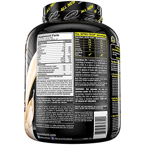 Muscletech Suplemento para Deportistas Nitro Tech Performance Series, Sabor de Vainilla - 1800 gr