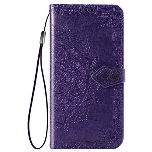 MUSESHOP Funda Xiaomi Redmi Note 7/Note 7 Pro, Estuche de Cuero Estampado Mandala Libro de Cuero con Tapa y Cartera, Carcasa PU Leather con TPU Silicona Case Interna Suave - Oro Rosa