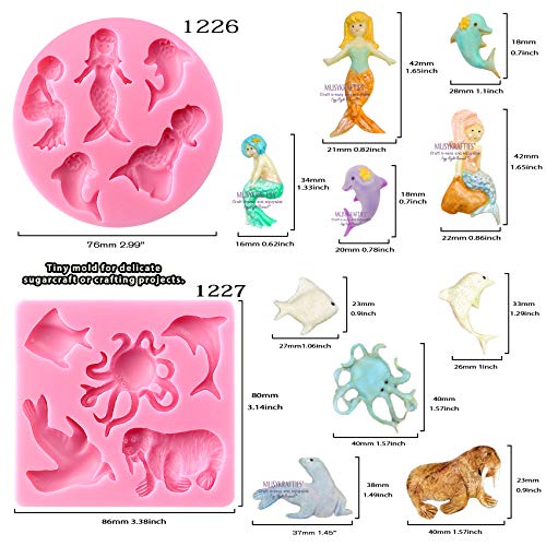 musykrafties Criatura Marina Verano Y PLAYA Fondant Molde de silicona para modelado azúcar,decoración tartas,Adorno Pasteles, Fondant, joya, Polímero Flexible, MANUALIDADES Proyectos, 5 en juego