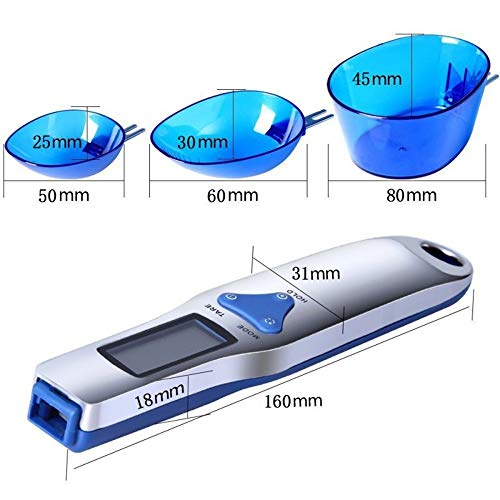 MUXItrade Bascula Cocina Digital Cuchara Bascula Precision 0.1g/500g Bascula Alimentos Portatil Azul Medidores Cocina En Gramos Onza Grano Quilate (g,oz,gn,CT)