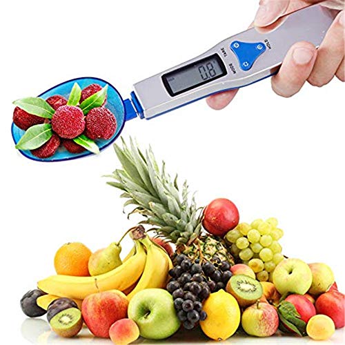 MUXItrade Bascula Cocina Digital Cuchara Bascula Precision 0.1g/500g Bascula Alimentos Portatil Azul Medidores Cocina En Gramos Onza Grano Quilate (g,oz,gn,CT)