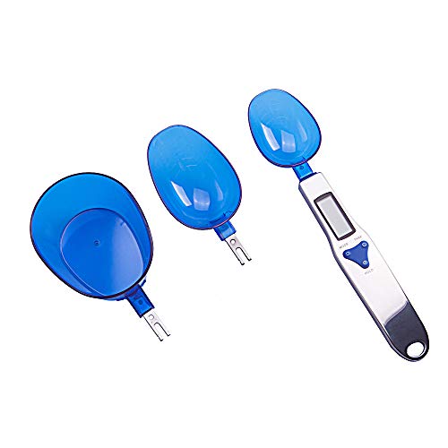 MUXItrade Bascula Cocina Digital Cuchara Bascula Precision 0.1g/500g Bascula Alimentos Portatil Azul Medidores Cocina En Gramos Onza Grano Quilate (g,oz,gn,CT)