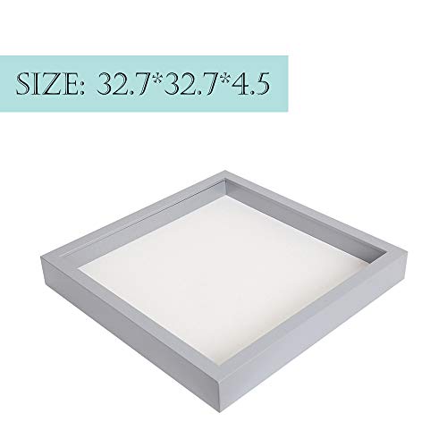 Muzilife Deep Box - Marco de fotos con alfombrilla de lino (12 x 12 cm, profundidad interior de 2,5 cm, marco de fotos 3D con panel de cristal para colgar o visualizar, color gris