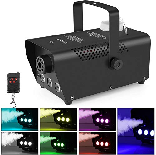 MVPOWER 500 W Mini Máquinas de Humo, Máquinas de Humo con Control Remoto [nalámbrico y Lulz de Colores, Máquina de Humo para Fiestas, Bodas, Fiestas en el Teatro y Efectos de DJ de Club, 350 ml